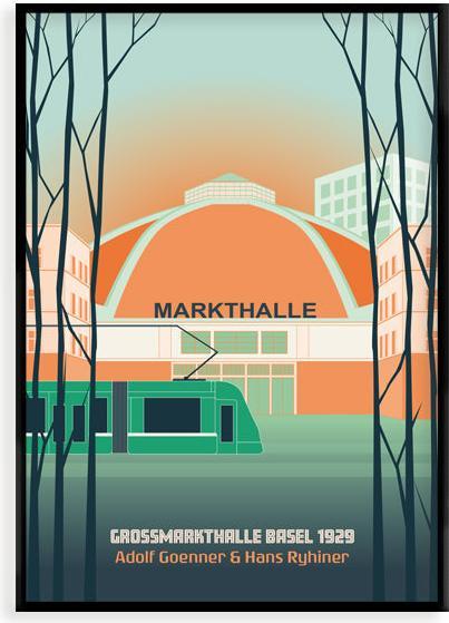 S.wert Design Postkarte Basel Markthalle