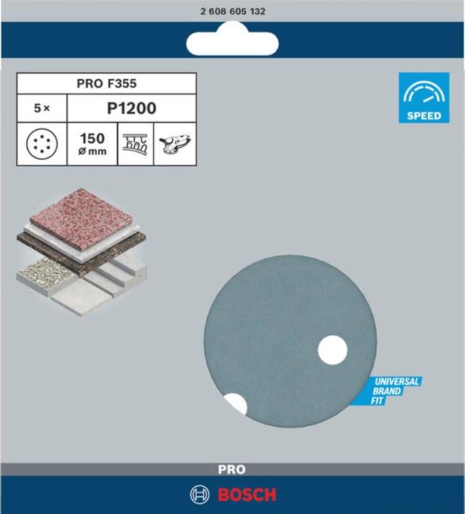Actual product image Bosch Professional Zubehör PRO F355 sanding sheet, 150 mm, G1200 (1200)