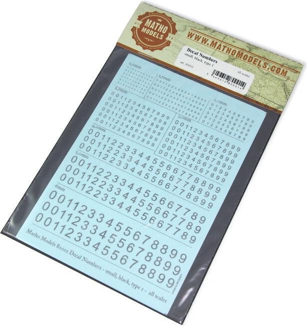 Actual product image Matho Models Decal Numbers - small, black, type 1