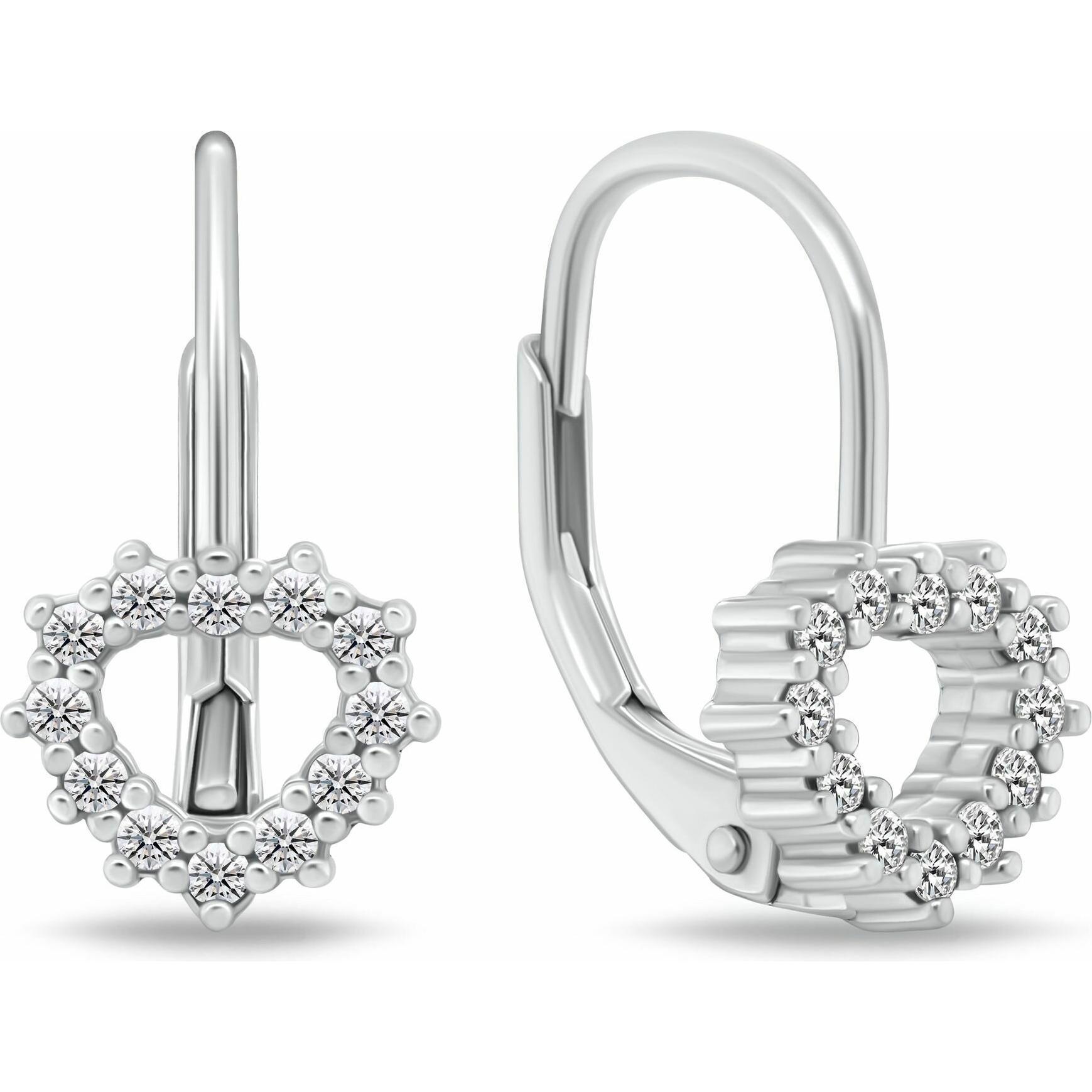 Brilio, Orecchini, Silberne Ohrringe Herz mit kubischem Zirkonia für Mädchen EA1235W