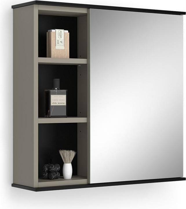 Produktbild Vicco Badspiegelschrank Joli, Greige/Schwarz, 60 x 60 cm mit Spiegel