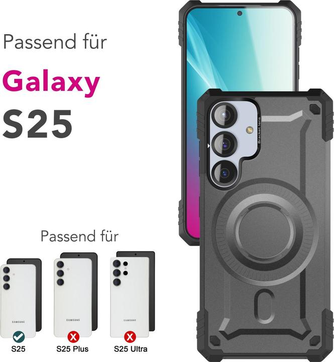 Actual product image Nalia Granite - Armor Panzer Hülle mit MagSafe Ring und Ständer - Military Hardcase (Samsung Galaxy S25)