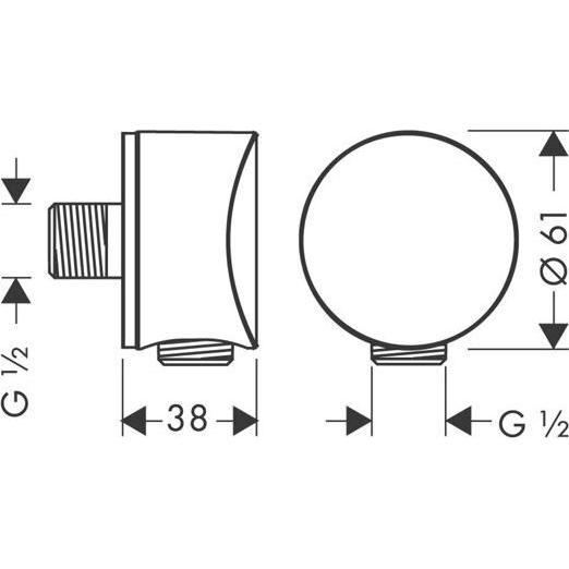 Thumbnail - hansgrohe, Duschsystem, HG Schlauchanschluss FIXFIT S mit Rückflussverhinderer chrom