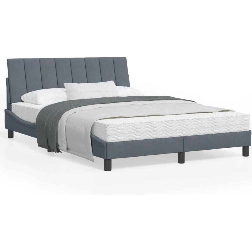 VidaXL, Bett, Bettgestell mit LED-Leuchten Samt (120 x 200 cm)