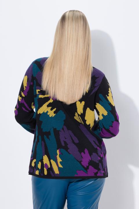 Produktbild Ulla Popken Pullover, Jacquardmuster, U-Boot-Ausschnitt, Langarm (62)