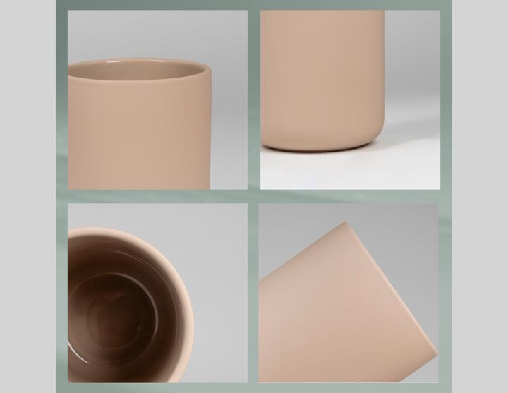 Actual product image Kela Toothbrush tumbler Sana Beige, detail colour: Beige (12 x 8.5 x 8.5 cm)