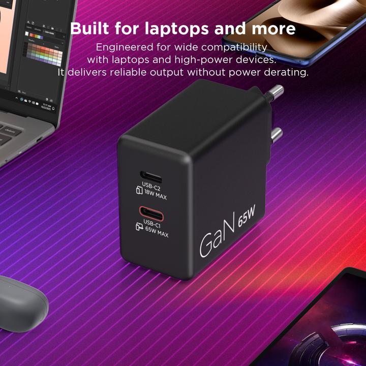 Immagine prodotto Lenovo Caricatore doppio USB-C 65W GaN (65 W)