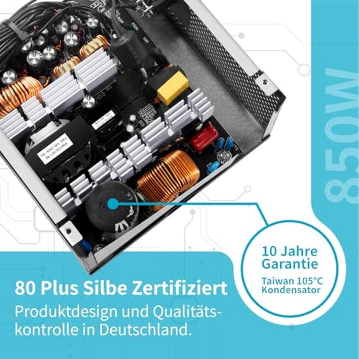 Actual product image Effitek Netzteil 850W Silver ATX 3.1, PCI 5.1 (850 W)