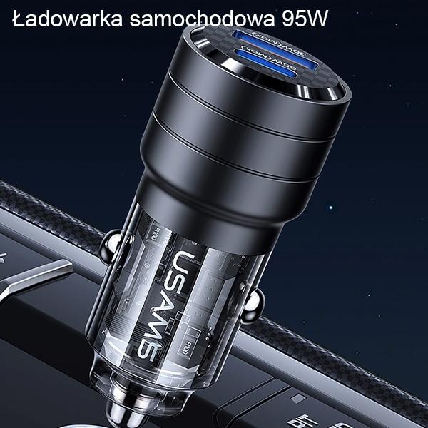 Image du produit Usams Ład. sam. C36 USB+USB-C 95W Fast Charge czarny/black CC176CC01 (US-CC176)