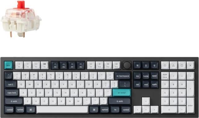 Image du produit Keychron Q6 Max Swappable RGB Backlight Red Switch Knob Version ISO Layout Italian - Black (PBT Caps) (IT, Filaire, Sans fil)