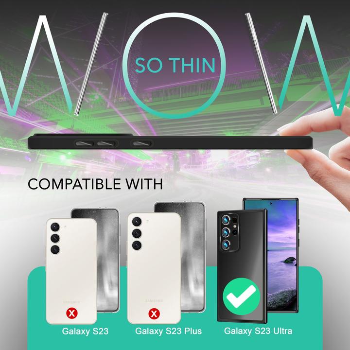 Immagine prodotto Nalia Cover ibrida semitrasparente con 2x vetro di protezione del display e 2x vetro della fotocamera (Samsung Galaxy S23 Ultra)