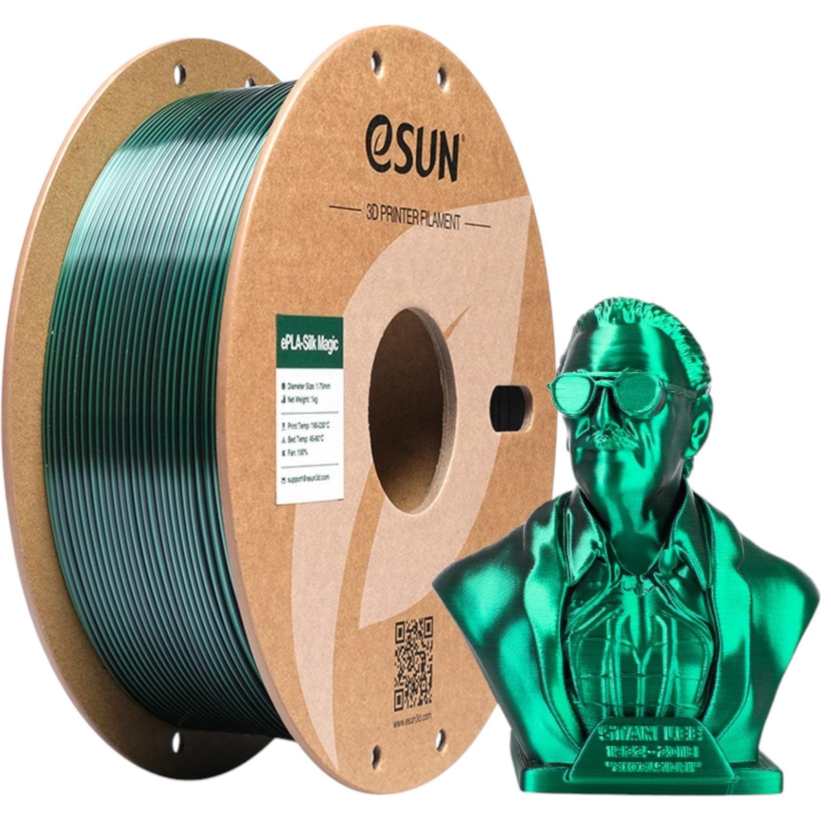 eSUN EPLA-SILK MAGIC 1,75mm BLACK GREEN 1kg (PLA, 1.75 mm, 1000 g, Mehrfarbig), 3D Filament, Mehrfarbig