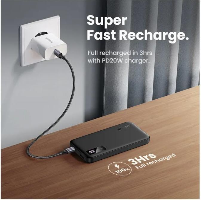 Actual product image Ugreen Two-way Fast Charging Power Bank (10000 mAh, 20 W, 37 Wh)