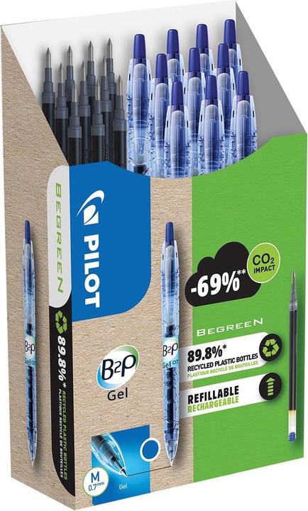 Actual product image Pilot Begreen B2P Gel Greenpack 10+10 Refills (Blue, 10 x)