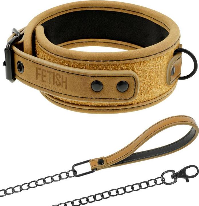 Fetish submissive Collar & Leash vegan leather