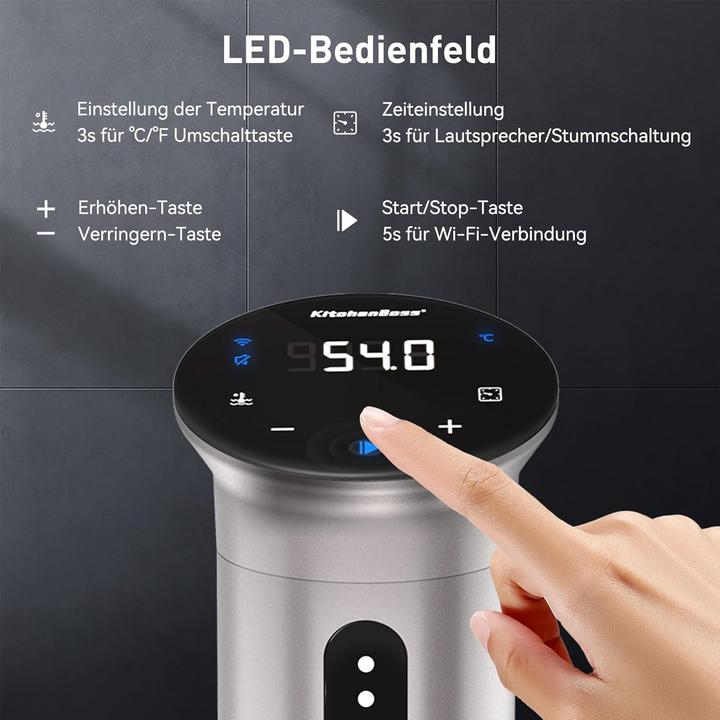 Productafbeelding KitchenBoss Sous Vide Stick Garer mit Wi-Fi und App-Steuerung