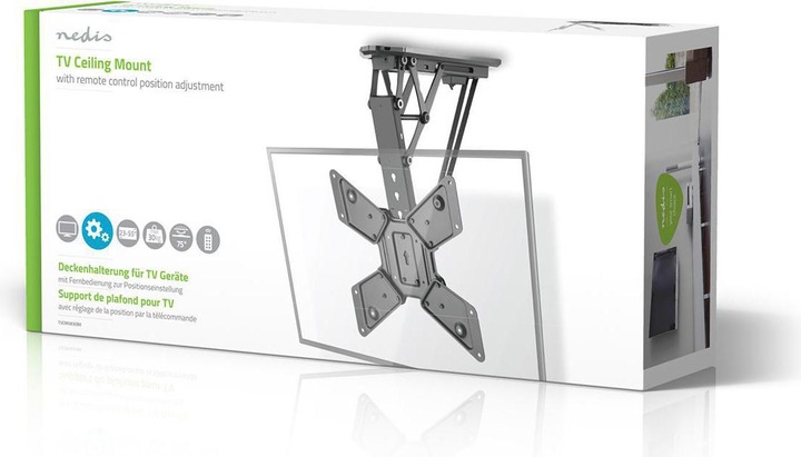 Immagine prodotto Nedis Supporto a soffitto motorizzato per televisori - 23 - 55 pollici - Max. 30 kg - 2 preimpostazioni (Soffitto, 55", 30 kg)
