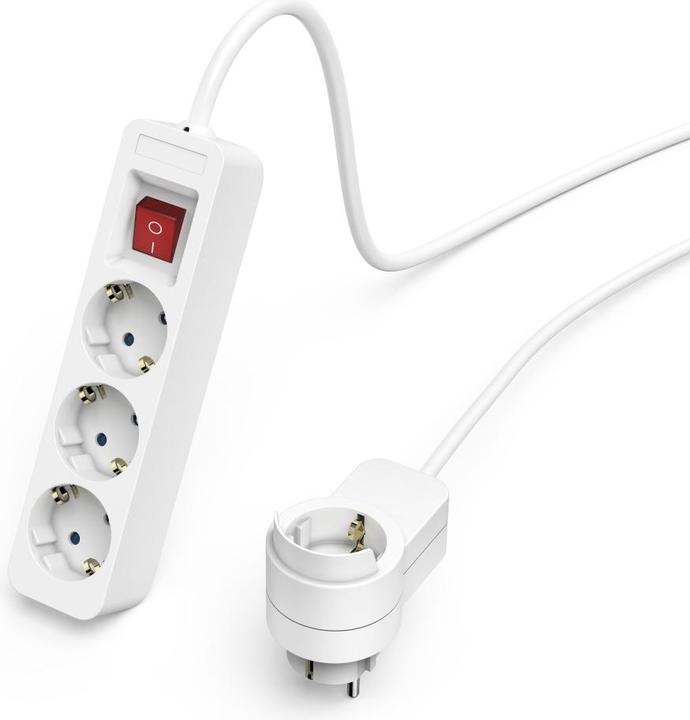 Produktbild Hama Steckdosenleiste, 3-fach, Schalter, Zusatzsteckdose am Stecker, 1,4 m, Weiss (3x, 1.40 m)