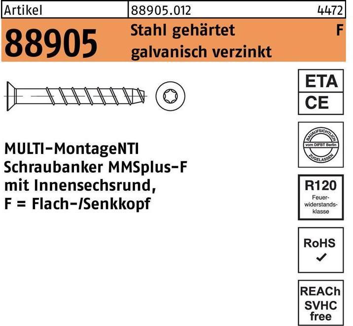 Image du produit Heco MULTI MONTI plus F Vis d'ancrage 6,0 x 140 mm, 50 pcs. + Vis à béton, tête fraisée, T-Drive, zi (50 Vis par pièce)