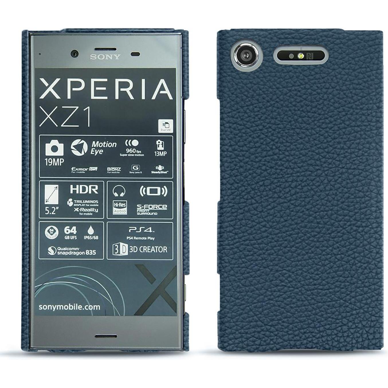 Thumbnail - Noreve Lederschutzhülle (Sony Xperia XZ1), Smartphone Hülle, Blau