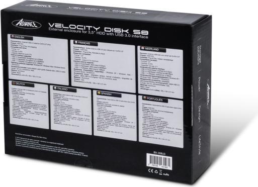Actual product image Advance BOITIER EXTERNAL VELOCITY DISK S8 USB 3.0 - 31/2 S-ATA (3.5")