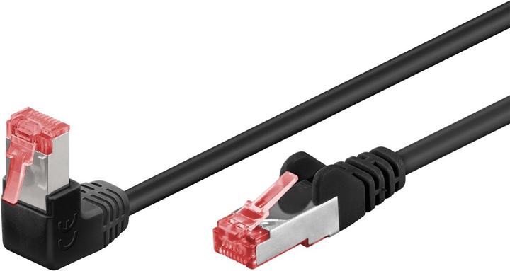 Produktbild Goobay CAT 6 Patchkabel 1x 90° gewinkelt, S/FTP (PiMF), Schwarz, 3 m (S/FTP, CAT6, 3 m)