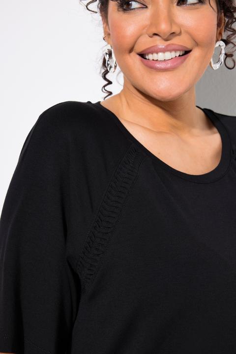 Actual product image Ulla Popken Textured Seam Short Sleeve Stretch-Fit Tee (62)