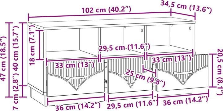 Produktbild vidaXL Unterhaltungszentrum (34.50 x 102 x 47 cm)