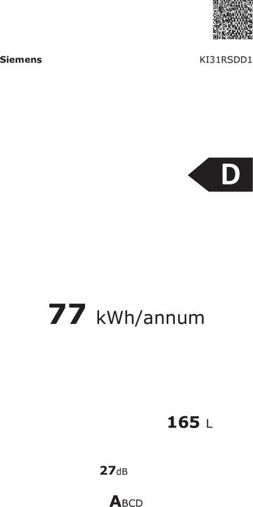 Energy Label Siemens KI31RSDD1 (165 l)