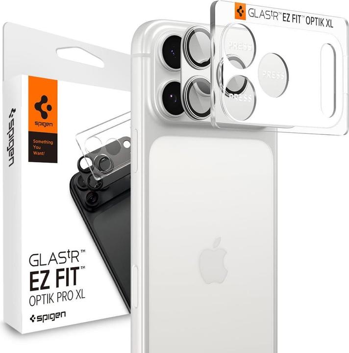 Actual product image Spigen Optik Pro XL EZ Fit iPhone 17 Pro Max Lens Protector Silver (2 pcs., Apple iPhone 17 Pro Max)