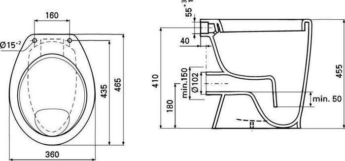 Produktbild Ideal Standard IDS Stand-Flachspül-WC EUROVIT 360x465x455mm weiss