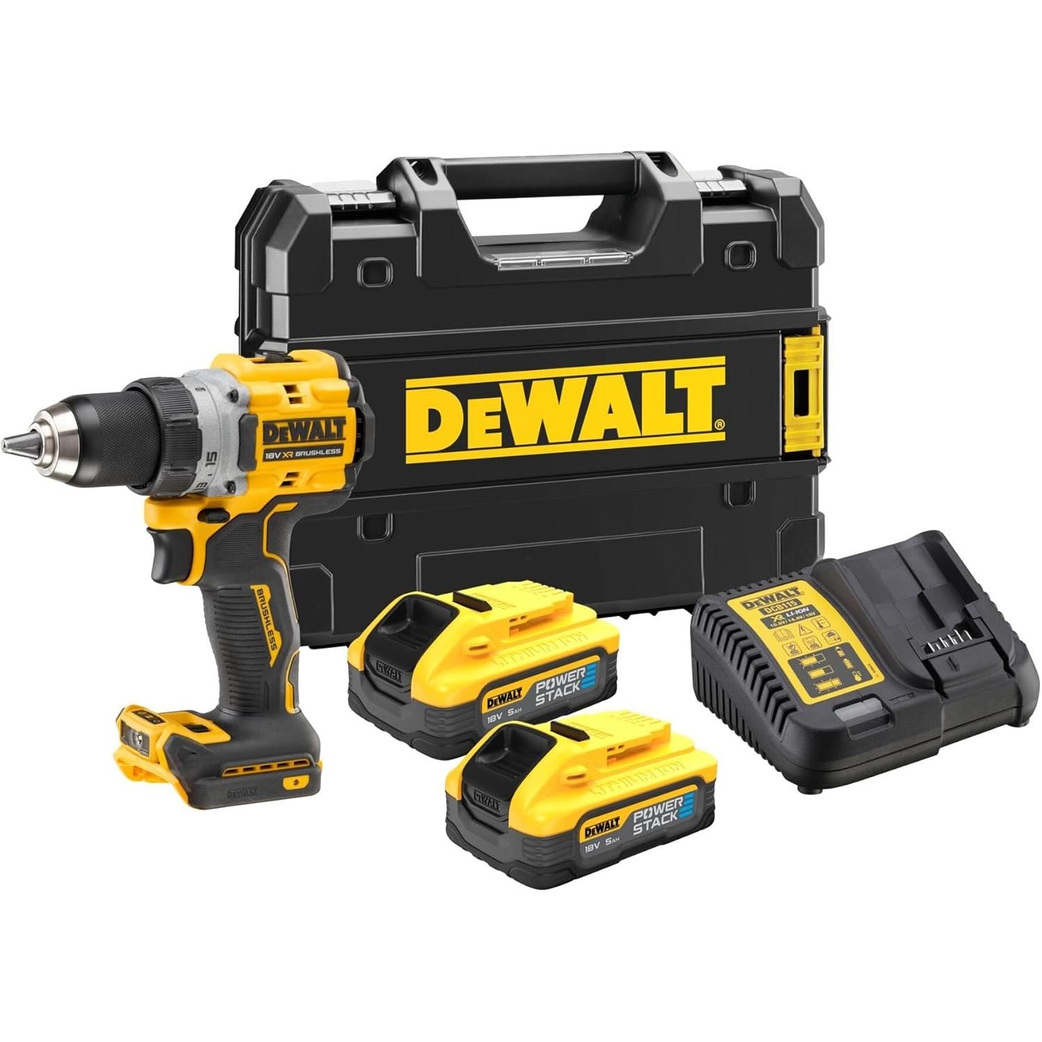 Dewalt, Trapano + Avvitatore A Batteria, Sferraio Devalta 18V 90Nm Powerstack DCD800H2T