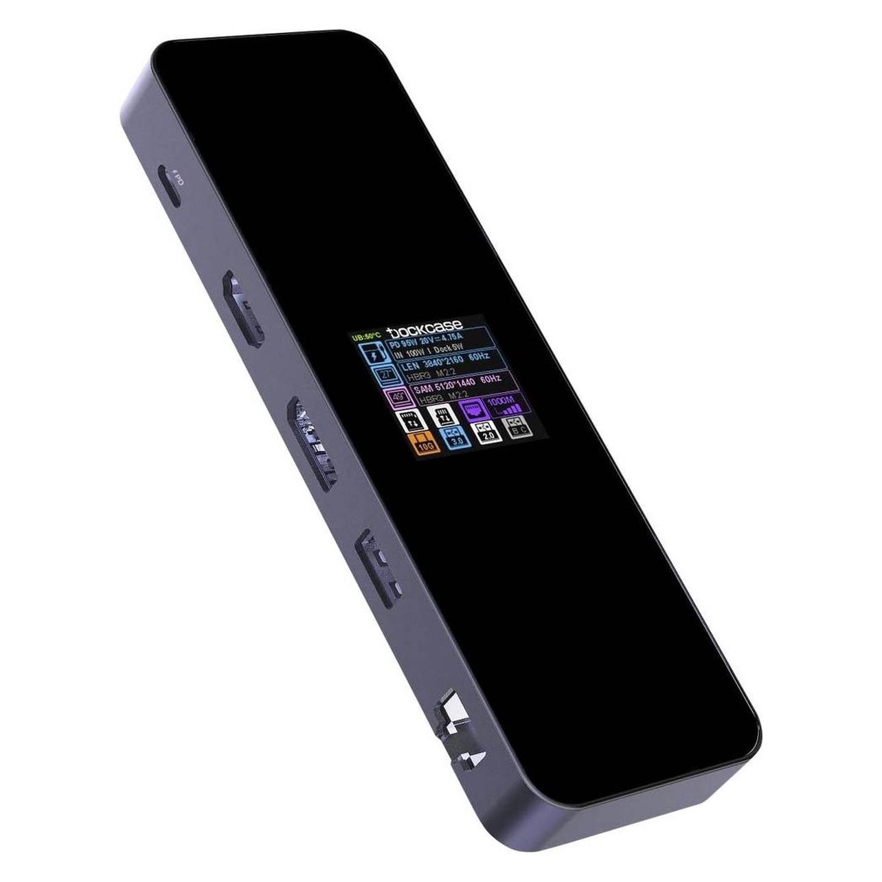Dockcase Usb-C Dockingstation Universal Integriertes Display, Inkl. Ladefunk (Usb-C, 10 Ports), Dockingstation + Usb Hub, Schwarz, Grau