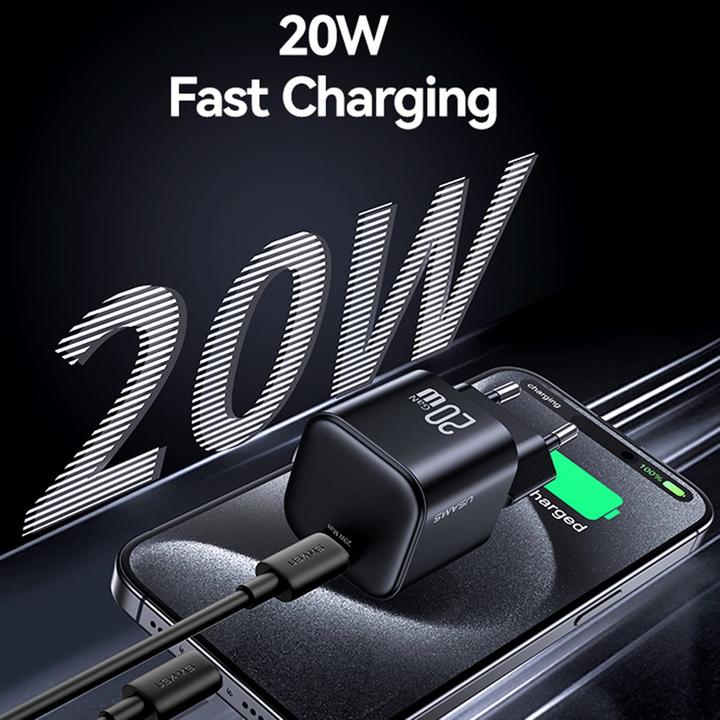 Actual product image Usams CC260 20W GaN Mini Fast Charger (EU) - JC Series - Black (20 W)