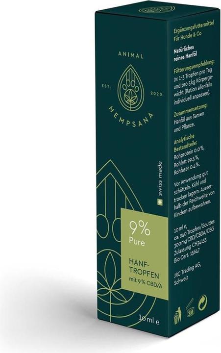 Produktbild HempSana Animal Hanf Tropfen 9% Pure, 10 ml (Junior, Senior, Adult, 10 Stk., 47 g)