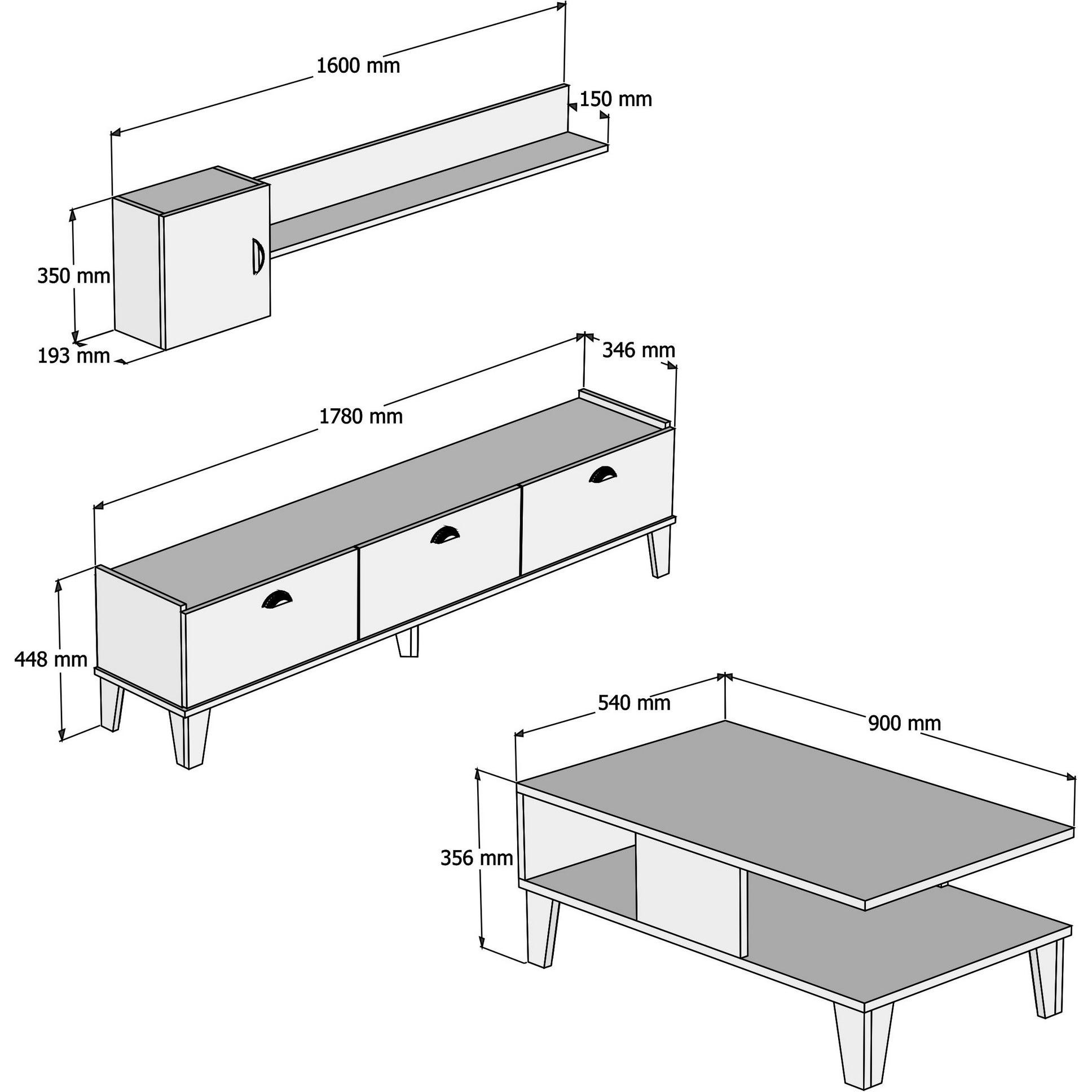 Thumbnail - Homitis, Wohnwand, Aniyah (178 x 34.6 x 44.8 cm)