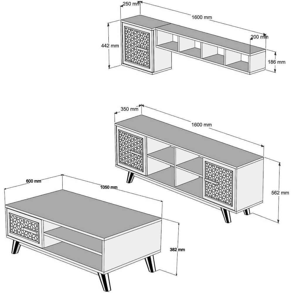 Hanah Home, Wohnwand, Jens (35 x 160 x 56.2 cm)