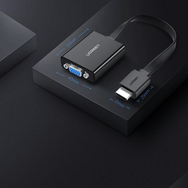 Image du produit Ugreen Adaptateur HDMI vers VGA Convertisseur avec support audio 1080P (HDMI, 16 cm)