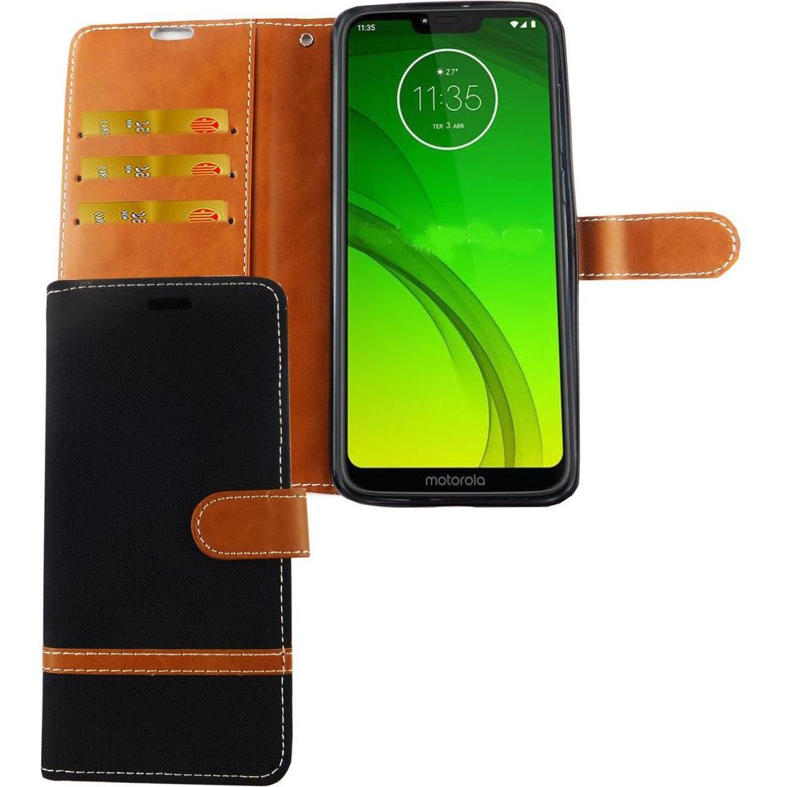 König Design Hülle Handy Schutz für Motorola Moto G7 Case Cover Tasche Wallet Etui Haynhülle (Motorola Moto G7), Smartph...