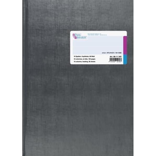 König & Ebhardt, Heft + Block, Spaltenbuch A4 Kopfleiste 16 Spalten 96 Blatt Deckenband grau (A4, Liniert)