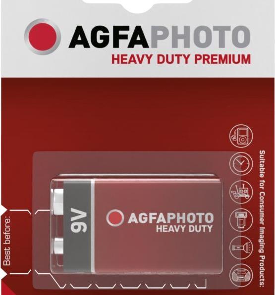 Immagine prodotto AGFAPHOTO Batteria Heavy Duty 6F22 9V foglio/1pz zinco (1 pz.)