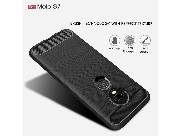 Produktbild Screenguard Motorola Moto G7 Plus Hülle Carbon Brushed Soft TPU (Motorola Moto G7 Plus)