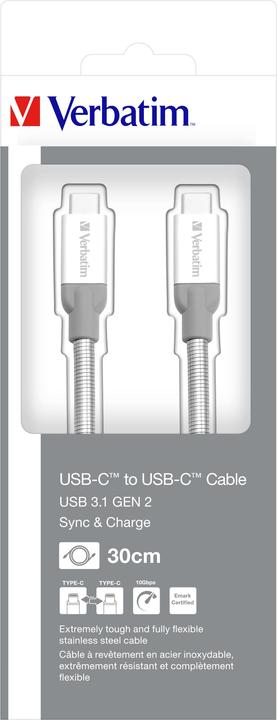Produktbild Verbatim Sync & Charge Stainless Steel USB-C (0.30 m, USB 3.2 Gen 2)