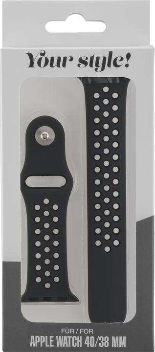 Actual product image Peter Jäckel WATCH BAND for Apple Watch 41/40mm (Series 4 - 9)/ 38mm (Series 1 - 3) Silicon Dual Bla (Silicone)