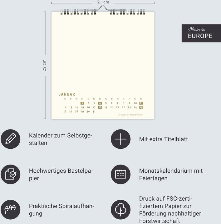 Actual product image Premium-Bastelkalender gold mittel 2026 (Hardcover, German)