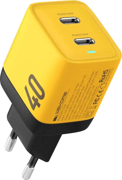 Actual product image Wekome Mains charger 2xUSB-C Super Fast Charger GaN (40 W)