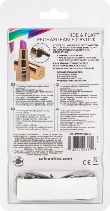 Produktbild CalExotics Hide & Play Lipstick Recharge-Purple