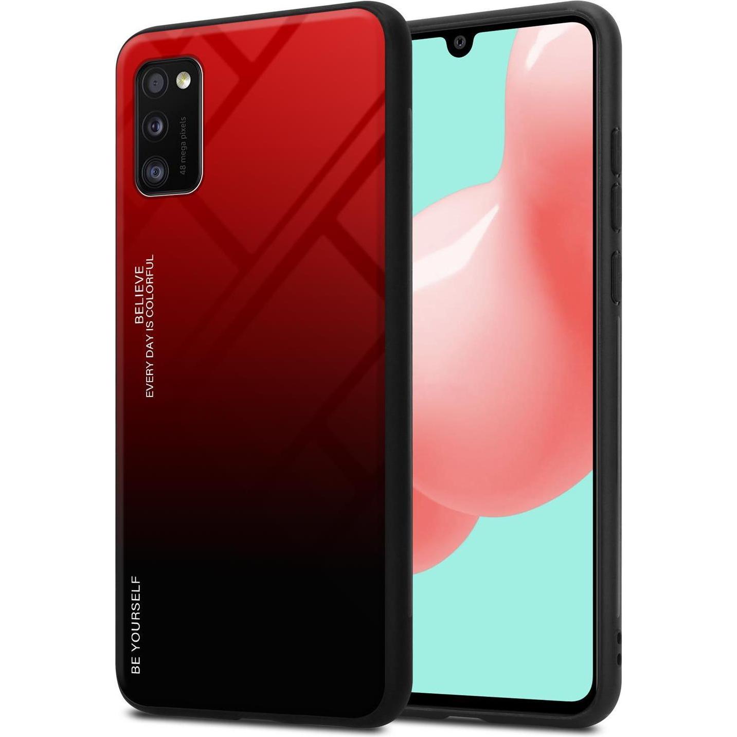 Cadorabo TPU 2 Farben Glas Cover (Samsung Galaxy A41), Smartphone Hülle, Schwarz