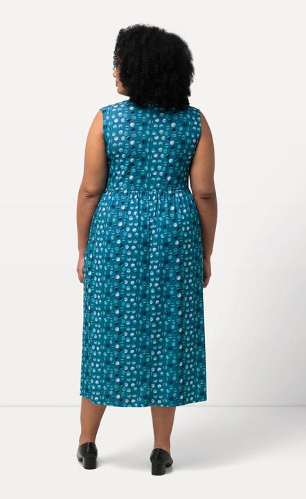 Produktbild Ulla Popken Jerseykleid, Punkte, A-Linie, V-Ausschnitt, ärmellos (58)