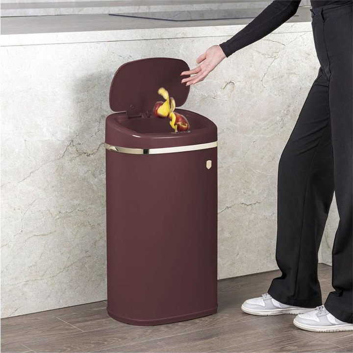 Produktbild BerlingerHaus Design Abfalleimer aus Metall, mit Sensor, 58l, bordeaux (58 l)